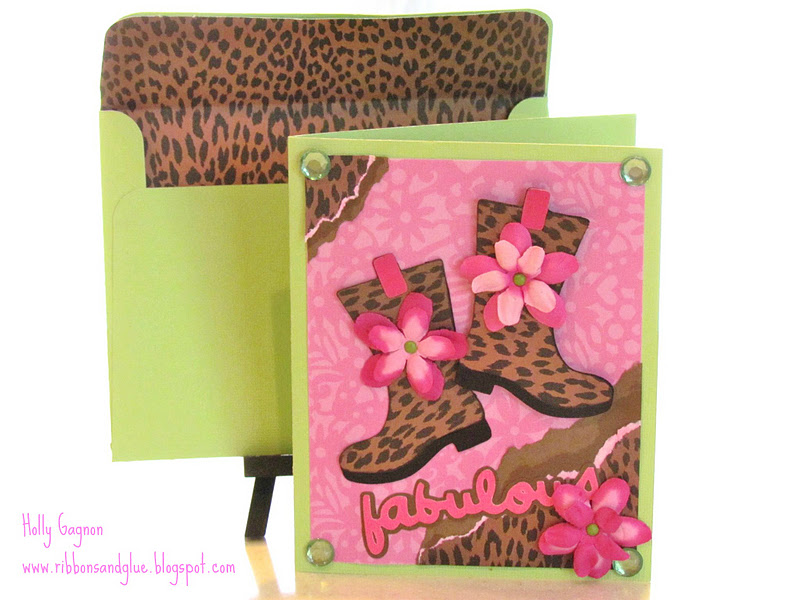 Pink, Green and Fabulous card made with Cricut Paisley