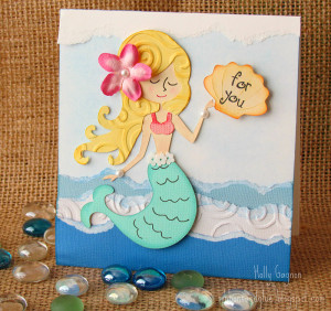 Mermaid Card made with paper tearing and chalking