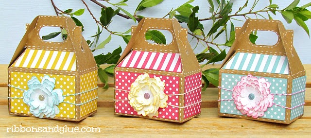 Garden Party Gable Box Favors embellished with Cricut Flower Shoppe