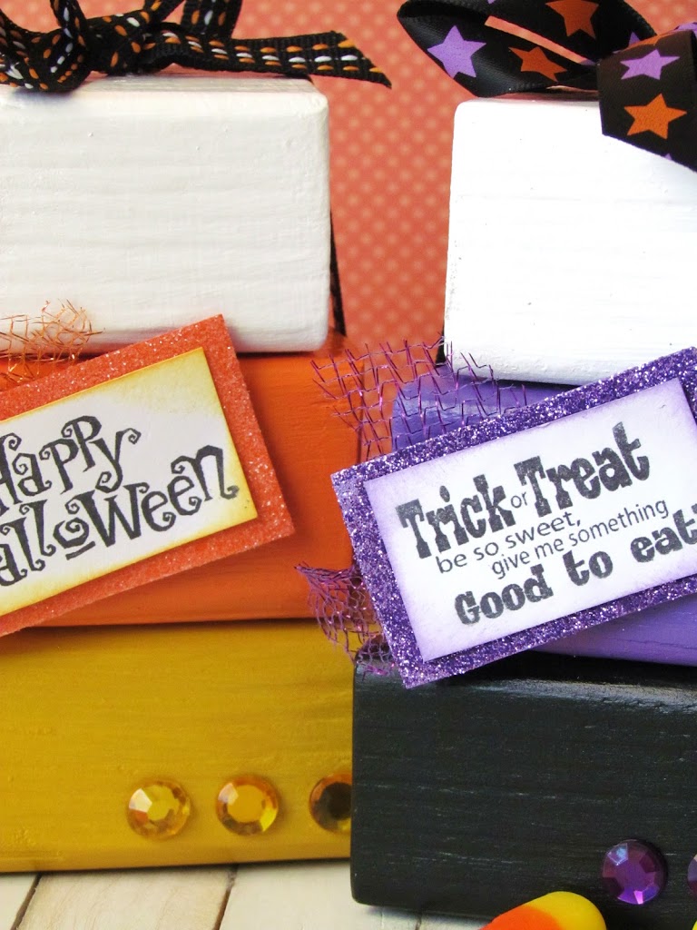 Candy Corn Wood Blocks are an easy craft to make for any Halloween candy lover. 