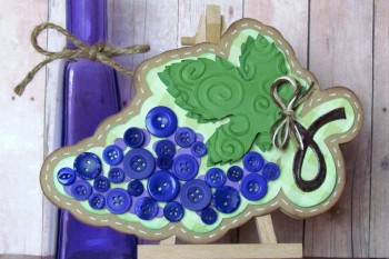 Grape card made with pretty purple buttons and SIlhouette