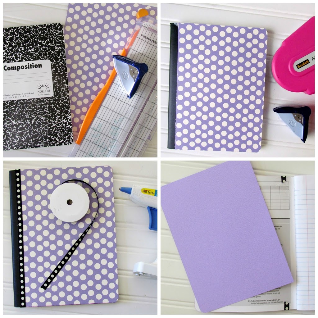 How to alter a Composition Book. Turn a plain composition book in to a personalized journal with scrapbooking paper and embellishments. 