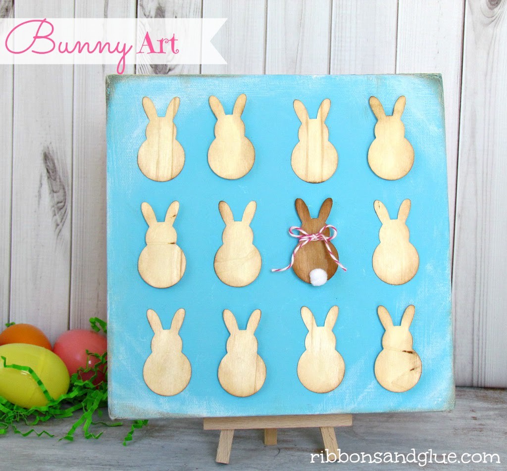 Easter Bunny Specimen Art Canvas made with  Wood Veneer Paper and Silhouette cut file