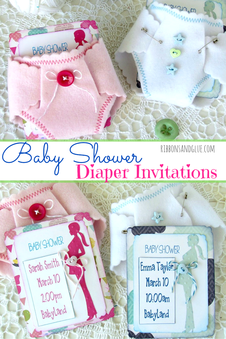 Felt Diaper Baby Shower Invitaions