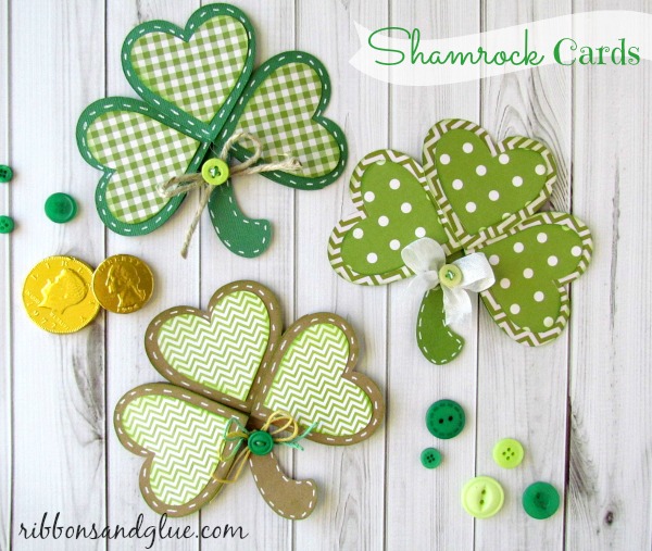 Lucky St Patrick's Day .Shamrock Cards made with Silhouette and patterned papers 