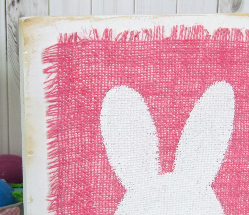 Painted Burlap Bunny Sign
