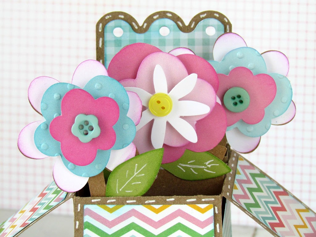 Flower Pot Box Pop-Up Card made with Silhouette Cameo and Scrapbooking Paper.   