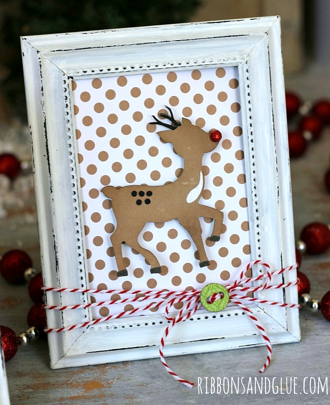 Easy Christmas Frames made with Christmas Die Cut shapes and dollar store frames 