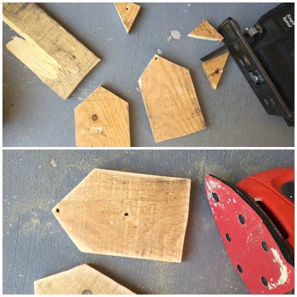 Scrap pallet wood cut into Wood Sailboats