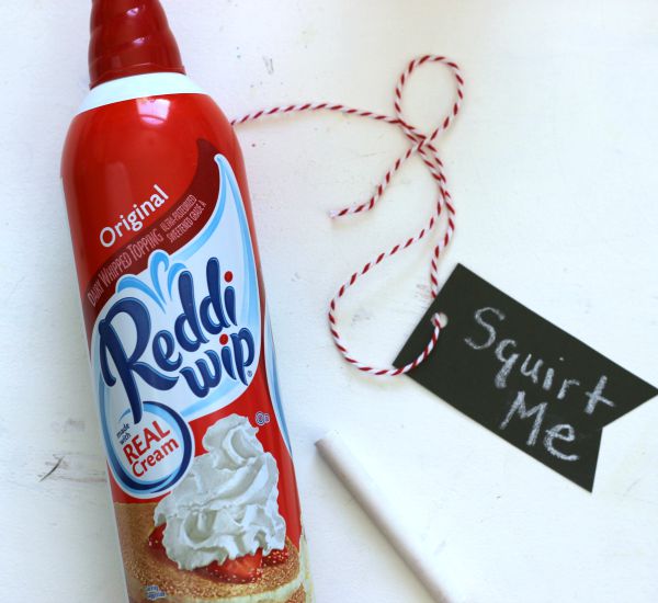 Reddi Whip Can with Chalkboard Tag