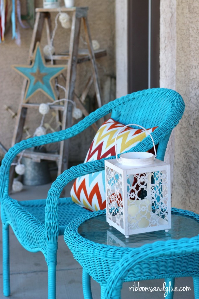 Simple DIY Front Porch Makeover by spray painting a Bistro Set and mix and matching outdoor accessories, 