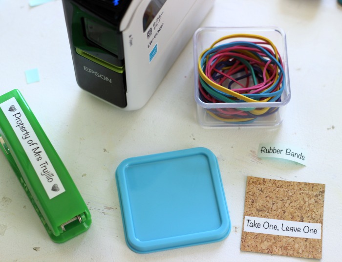 Easy Personalized Teacher Appreciation Gift idea. Purchase everyday desk supplies items from the Dollar Store then personalized them with a Label Maker. 