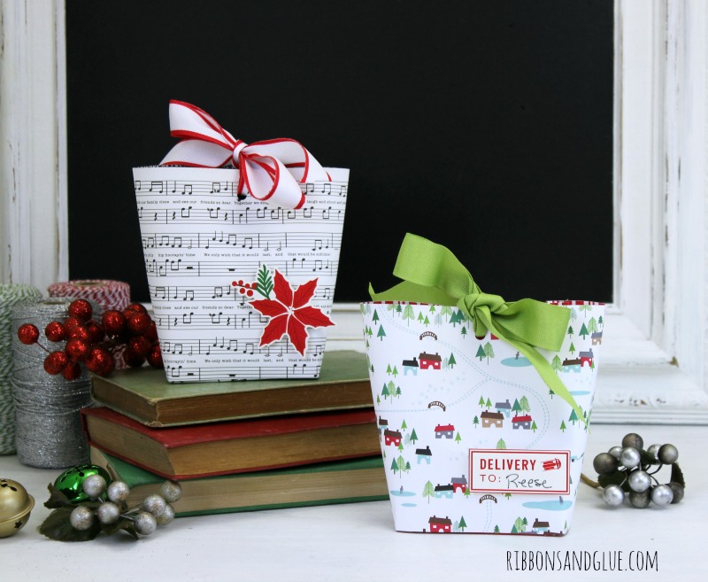 All you need to make this Easy Gift Box Bag is scrapbooking paper and a score board. Perfect little box bag to fill up with Holiday treats. 