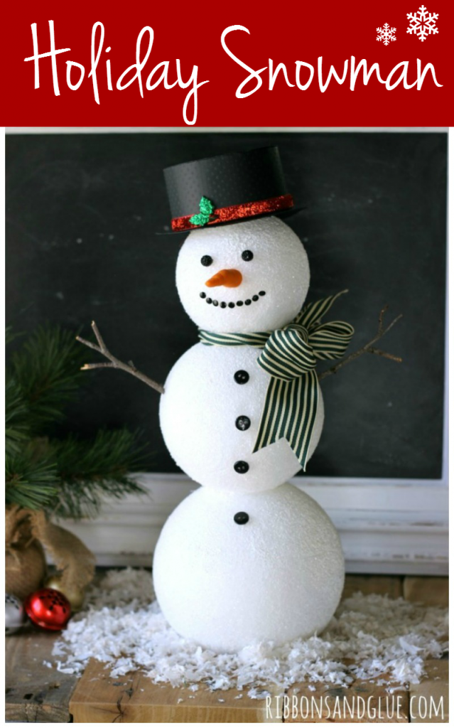 Cute Holiday Snowman made from FloraCraft Foam Balls and Snowman embellishments. #MakeItFunCrafts