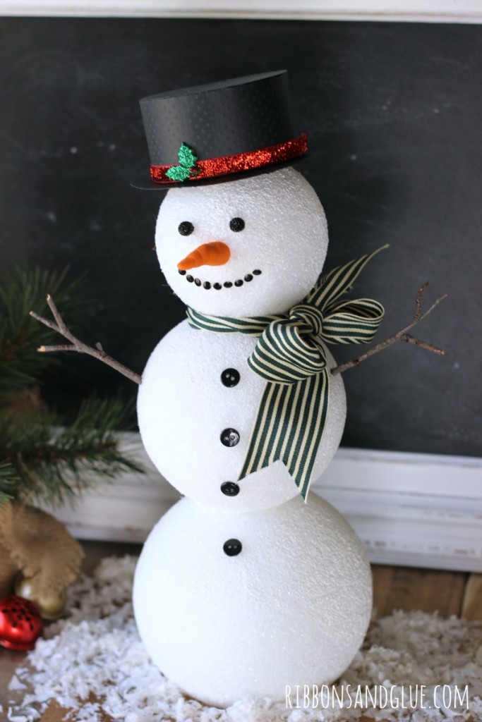 Cute Holiday Snowman made from FloraCraft Foam Balls and Snowman embellishments.