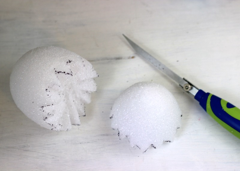 Cutting Foam Egg with styro knife 